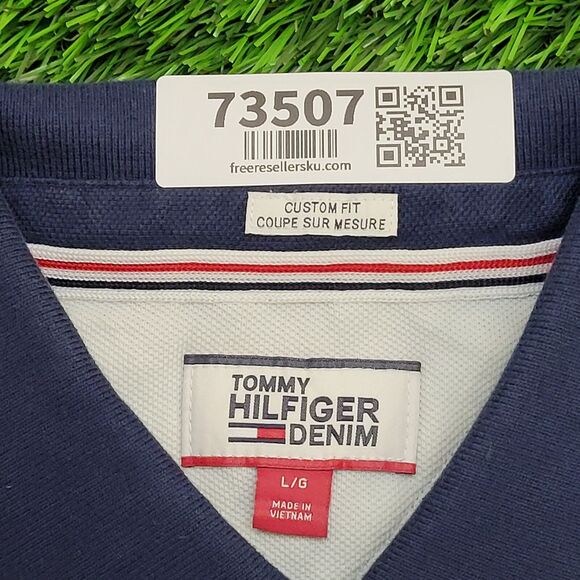 Tommy-Hilfiger Polo Shirt Large 22x27 Blue - Picture 6 of 16